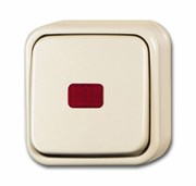 Переключатель 1-клавишный, с контрольной подсветкой,  для открытого монтажа, серия Busch-Duro 2000 AP, цвет слоновая кость