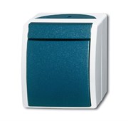 Переключатель 1-клавишный, перекрестный, IP44, для открытого монтажа, серия ocean, цвет серый/сине-зелёный