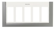 Панель лицевая для бокса рабочего места открытого/скрытого монтажа на 4 двойных адаптера с декоративной накладкой, цвет альпийский белый