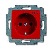 Розетка SCHUKO 16А 250В, c накладкой 50x50мм, с маркировкой EDV, цвет красный