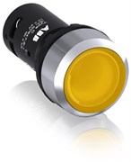 Кнопка с подсветкой CP1-31Y-10 желтая 24В AC/DC с плоской клавишей без фиксации 1НО, металл.кольцо