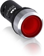 Кнопка с подсветкой CP1-31R-10 красная 24В AC/DC с плоской клавишей без фиксации 1НО, металл.кольцо