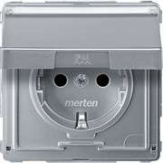 MERTEN Aquadesign МЕХ-М РОЗЕТКИ с крышкой пол.д/надписи, АЛЮМИНИЙ