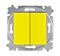 Переключатель двухклавишный ABB Levit жёлтый / дымчатый чёрный - фото 118728
