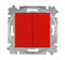 Переключатель двухклавишный ABB Levit красный / дымчатый чёрный - фото 118737